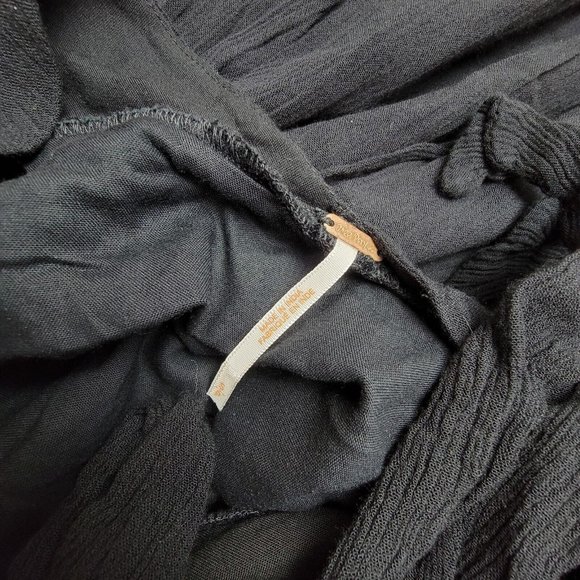 FREE PEOPLE Rhiannon Embroidered Tunic Mini Dress Women's S Black  Square Neck - Picture 6 of 7